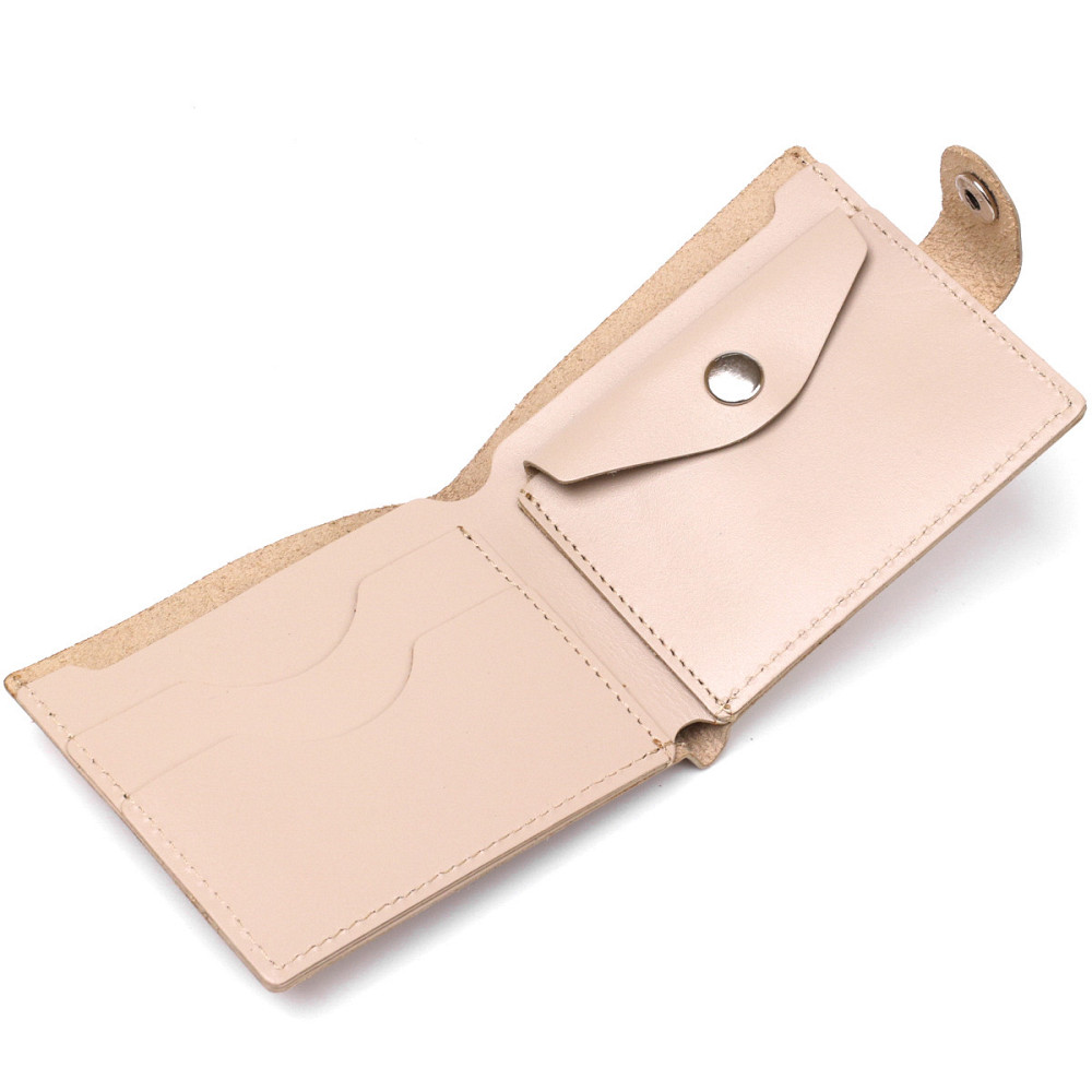 Кожаное стильное портмоне Shvigel 16447 Бежевый Киев - изображение 4