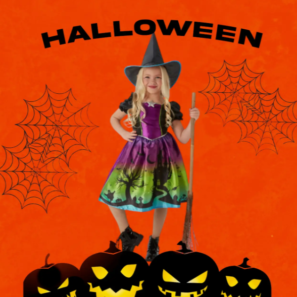 Костюм на Хелловін для дівчинки з капелюхом різнобарвний Київ - фото 1