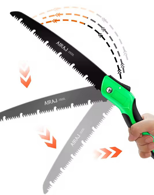 Ручная складная многофункциональная пила 180 AIRAJ из прочной стали 40 см черно-зеленый Киев - изображение 3
