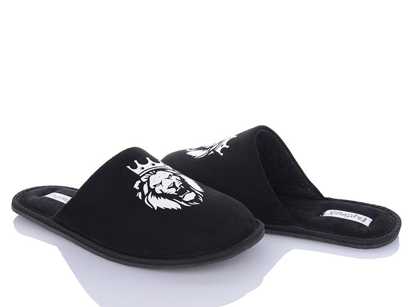 Чоловічі домашні капці закритий носок чорні Лев із короною 42 Одеса - фото 2