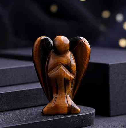 Ангел из натурального камня тигровый глаз 4,2 см, фигурка ангела из камня, талисман защиты и удачи Киев