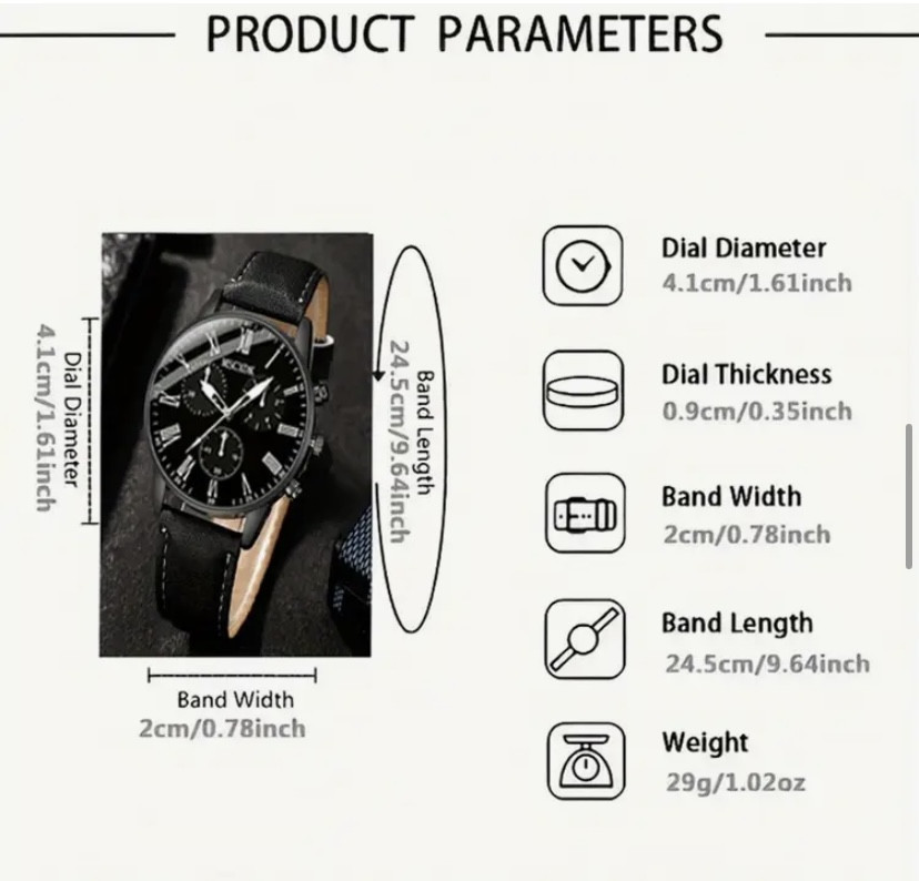 Подарочный набор для мужчин наручные часы с браслетом кулоном кольцом и кошельком черный Киев - изображение 6