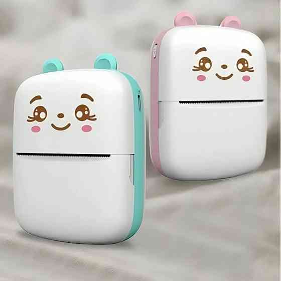 Портативний міні принтер + 1 рулон паперу AD-2213, Блакитний / Дитячий маленький принтер  / Принтер для телефону Київ