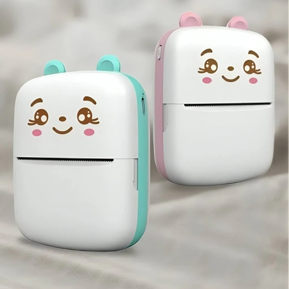 Портативний міні принтер + 1 рулон паперу AD-2213, Блакитний / Дитячий маленький принтер  / Принтер для телефону Київ - фото 2