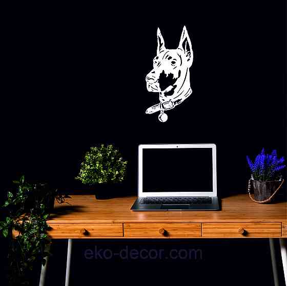 Декоративное настенное Панно «Доберман», Декор на стену 70*34 см, Белый Киев