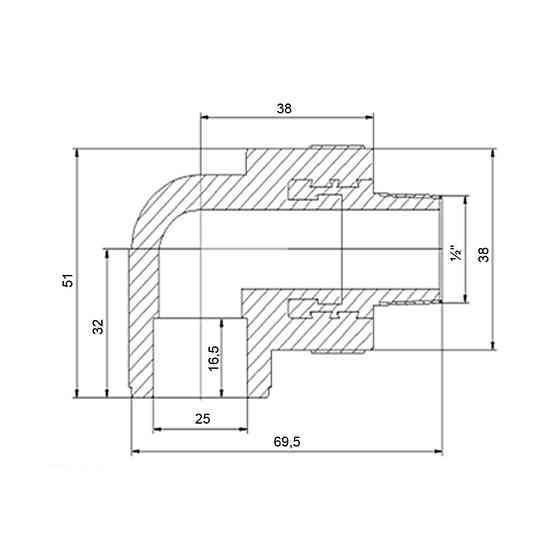 Кутик PPR Blue Ocean 25х1/2", 90° НР Київ