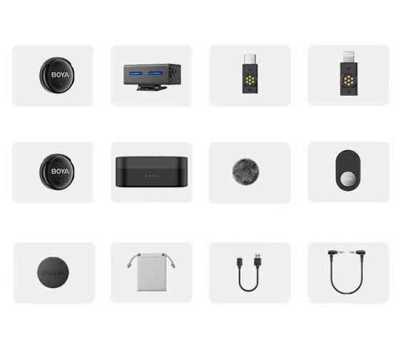 Мікрофон подвійний бездротовий з ШІ у кейсі для телефону/камери Type-C Lightning Boya BOYALINK 3-01 SBR Київ