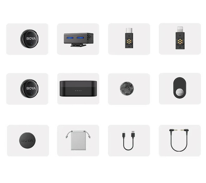 Микрофон двойной беспроводной с ИИ в кейсе для телефона/камеры Type-C Lightning Boya BOYALINK 3-01 SBR Киев - изображение 6