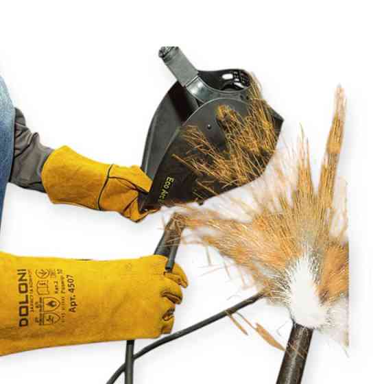 Рукавички "Краги" 35см коров'ячий спилок вищої якості, підкладка бавовна, коричневі Мукачево