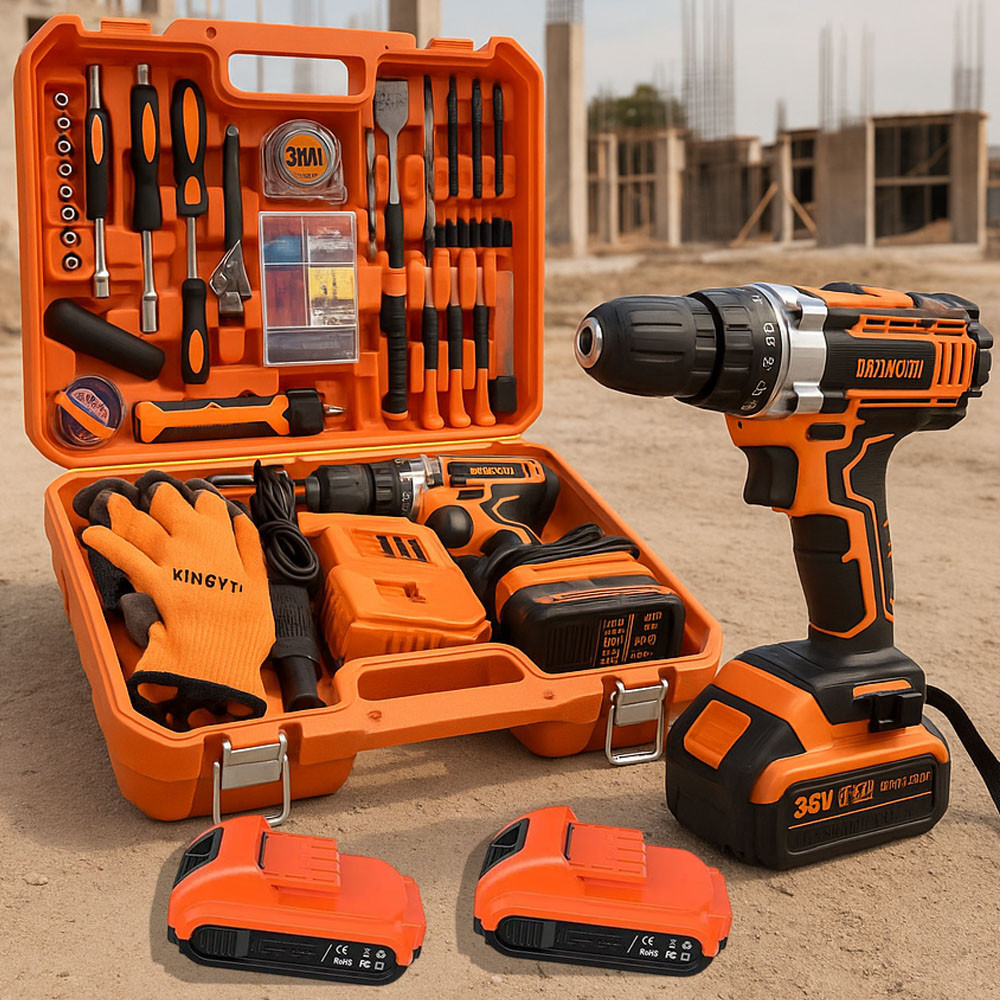 Шуруповерт акумуляторний з набором інструментів + 2 акумулятори 36В, Помаранчевий / Бездротовий шуруповерт-дриль Київ - фото 1