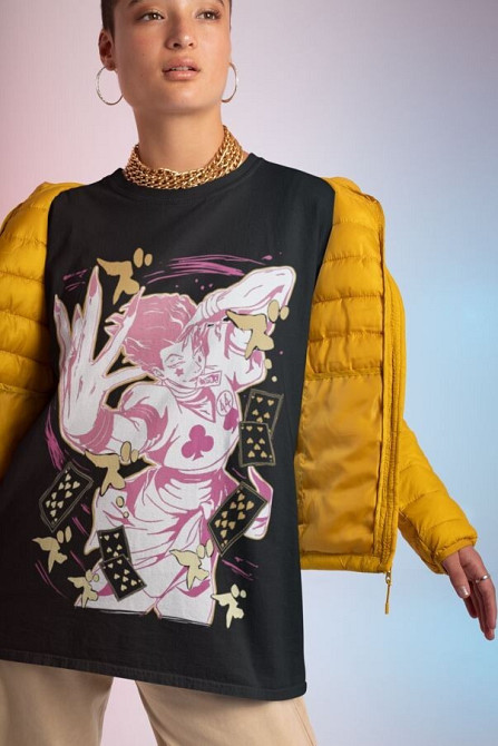 Футболка чоловіча з аніме принтом Мисливець × Мисливець оверсайз (S/M/L) Чорний AnimeJ1169 Дніпро - фото 2