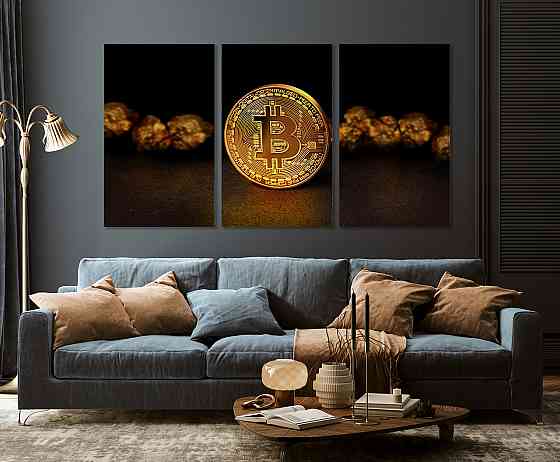 Модульна картина у вітальню/ спальню Биткоін    ART-074_3A Київ