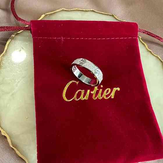 Cartier кольцо LOVE с мелким цирконием / Картье кольцо с мелкими камнями в белом золоте Одесса