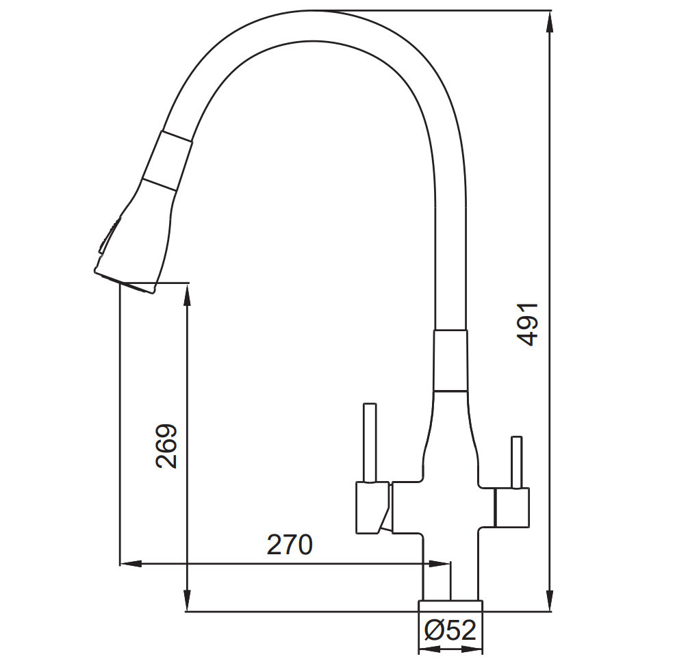 Змішувач для кухні Koer KI-72024-05 із виходом для питної води чорний із нерж. сталі з 2-х функц. аератором Чернівці - фото 2