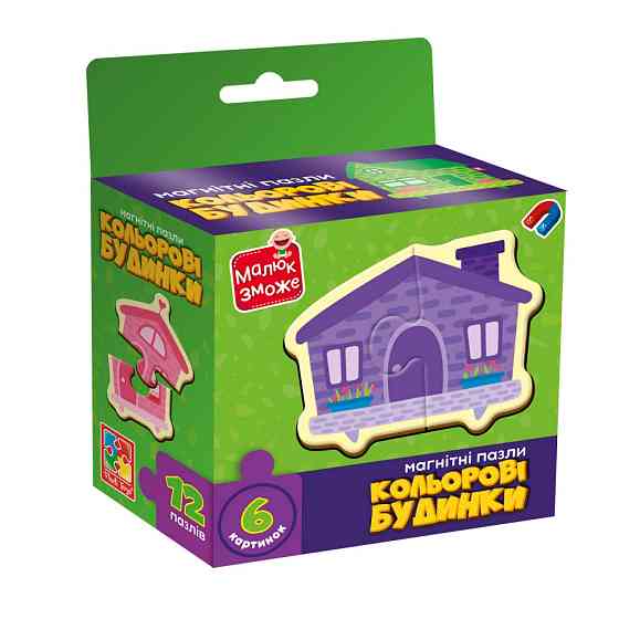 Дитячі магнітні пазли "Кольорові будинки" VT1733-03, 6 картинок Вінниця