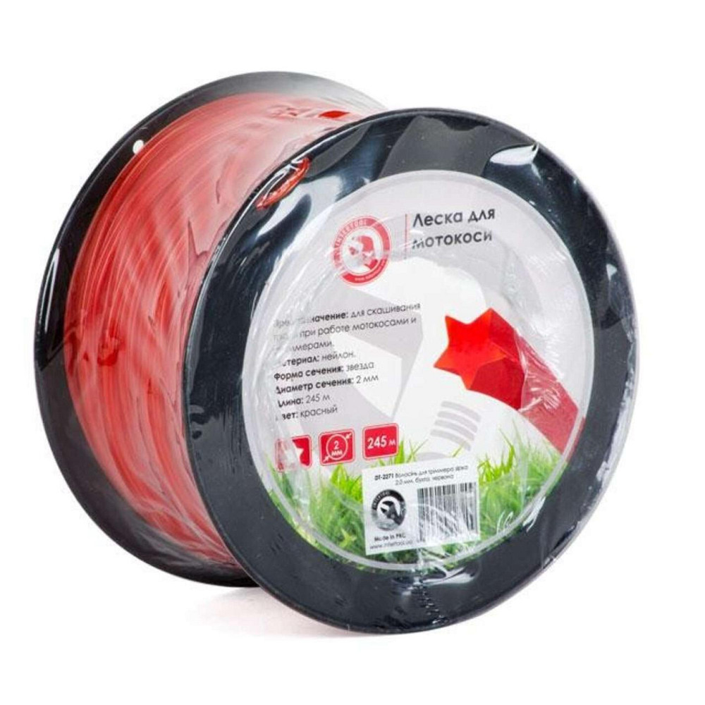 Леска для триммера звезда 2.0 мм, бухта 245м, красная к DT-2242 Мукачево - изображение 1