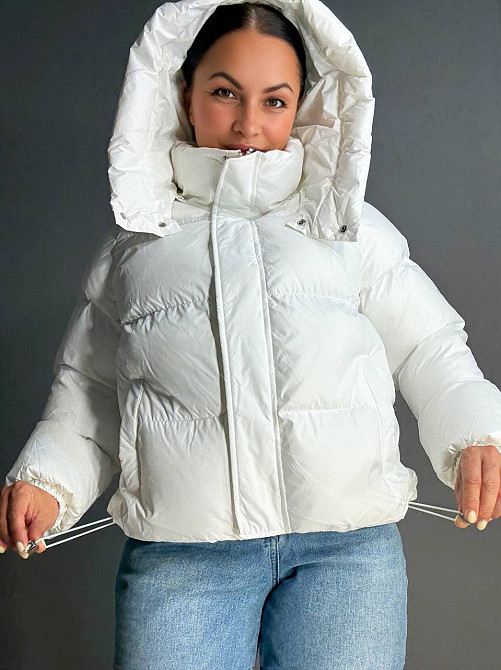 Куртка женская Lady Yep 10005 дутая пуффер с капюшоном белая, белый, 44 Киев - изображение 7