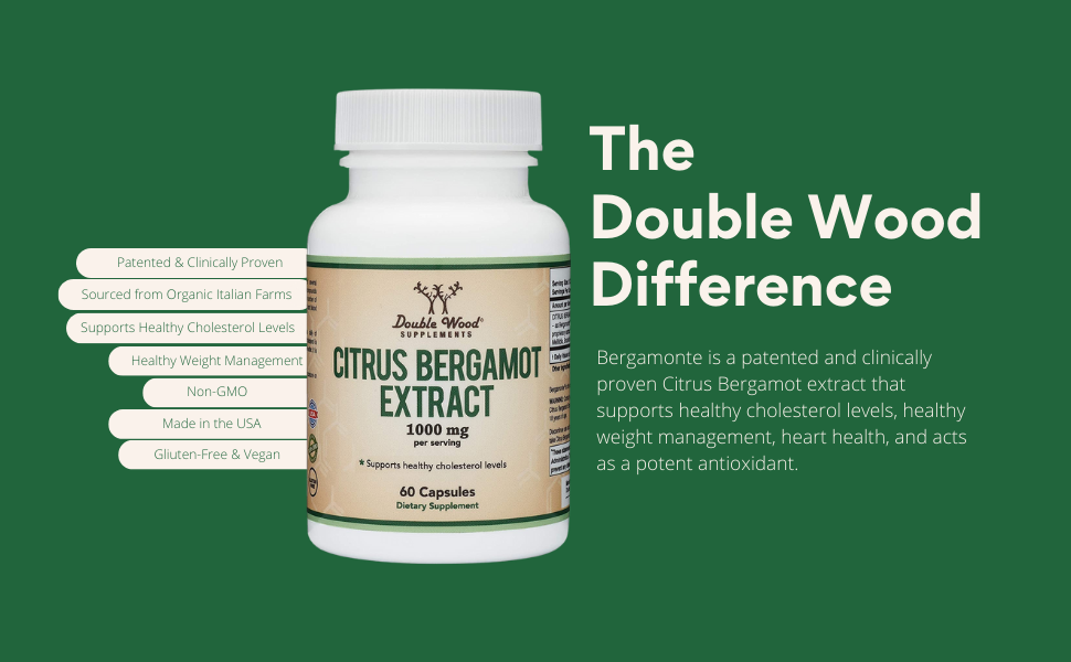 Екстракт цитрусового бергамоту Double Wood Supplements Citrus Bergamot Extract 1000 mg 60 capsules Луцьк - фото 3