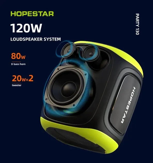 Портативна Bluetooth колонка Hopestar Party 130 із 2 мікрофонами, караоке, USB/TF, AUX, потужний звук Одеса - фото 5