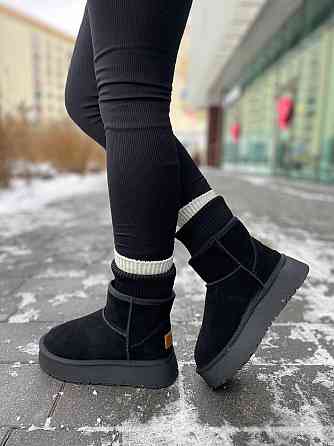 Hengji Угги жіночі HENGJI чорні натуральна замша высота 13 см размер 36-40 (T56-1) Коломыя