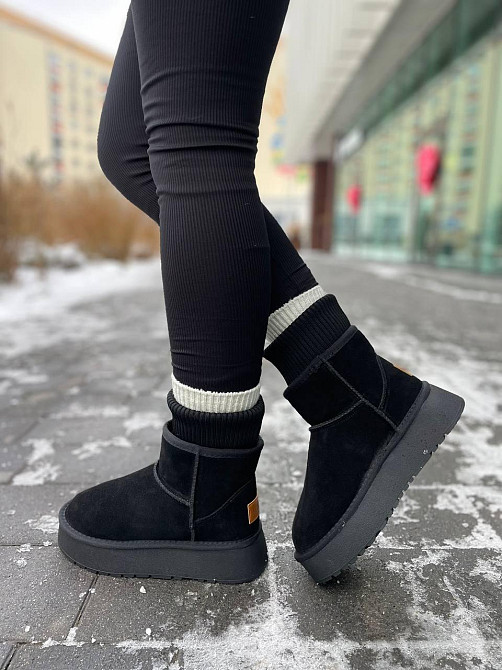 Hengji Угги жіночі HENGJI чорні натуральна замша высота 13 см размер 36-40 (T56-1) Коломыя - изображение 4