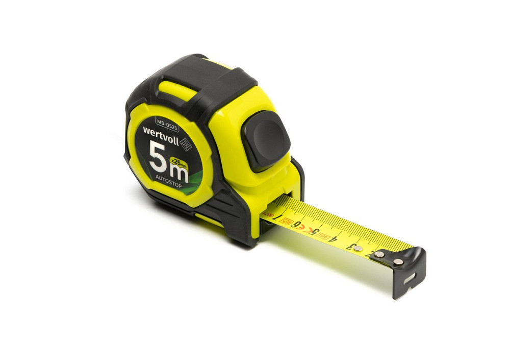 WERTVOLL Рулетка WERTVOLL 5 м×25 мм дві кнопки AUTOSTOP покриття TPR нейлонове покриття протико Київ - фото 8