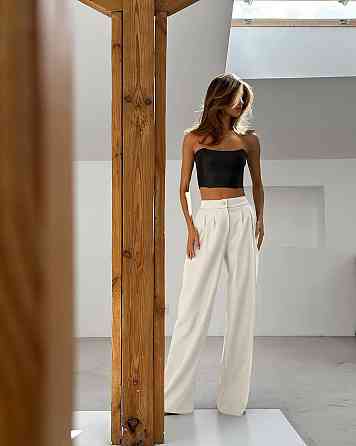Женские базовые брюки палаццо костюмка Молочный, 46/48 Одесса