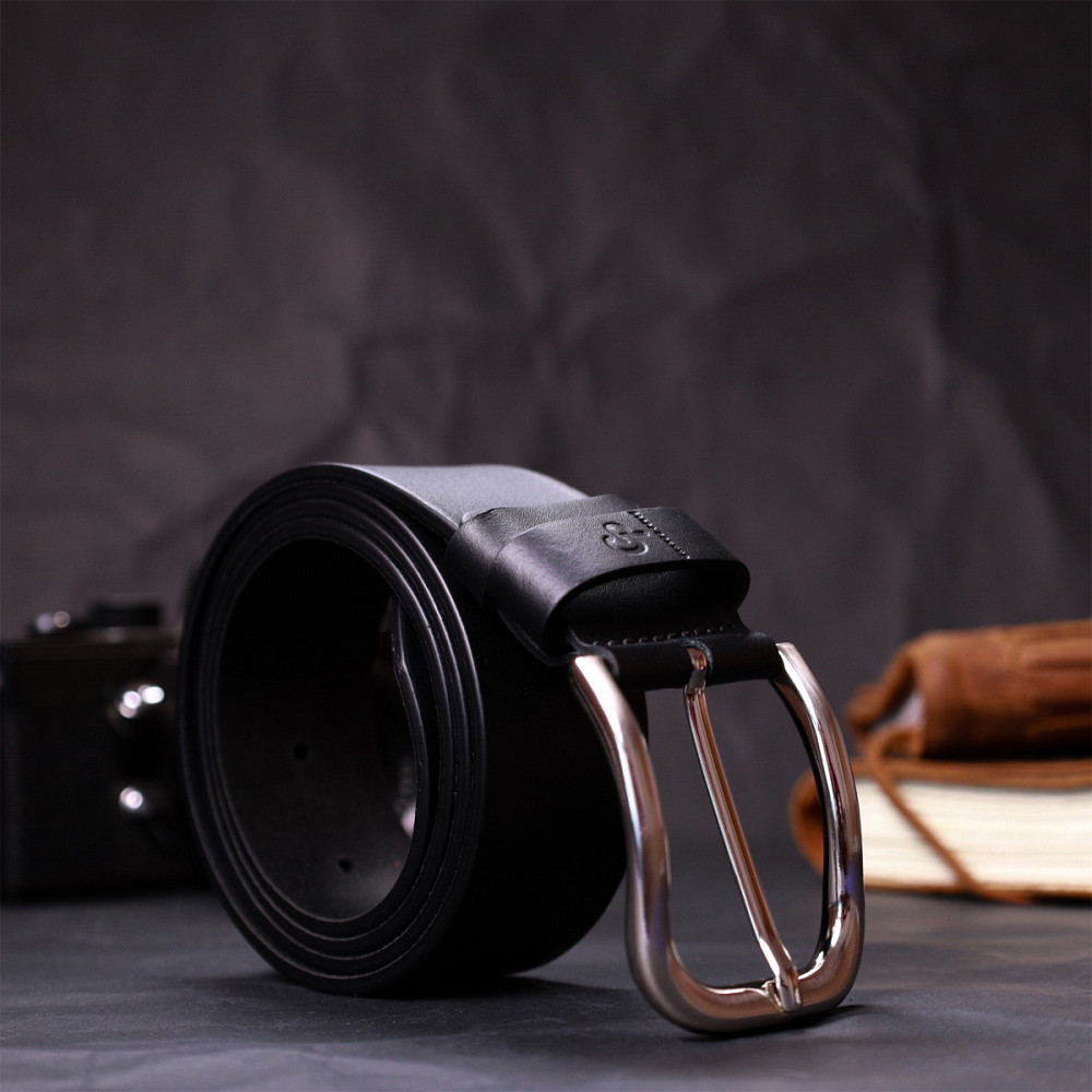 Шкіряний чоловічий ремінь під джинси GRANDE PELLE 11682 Чорний Київ - фото 8