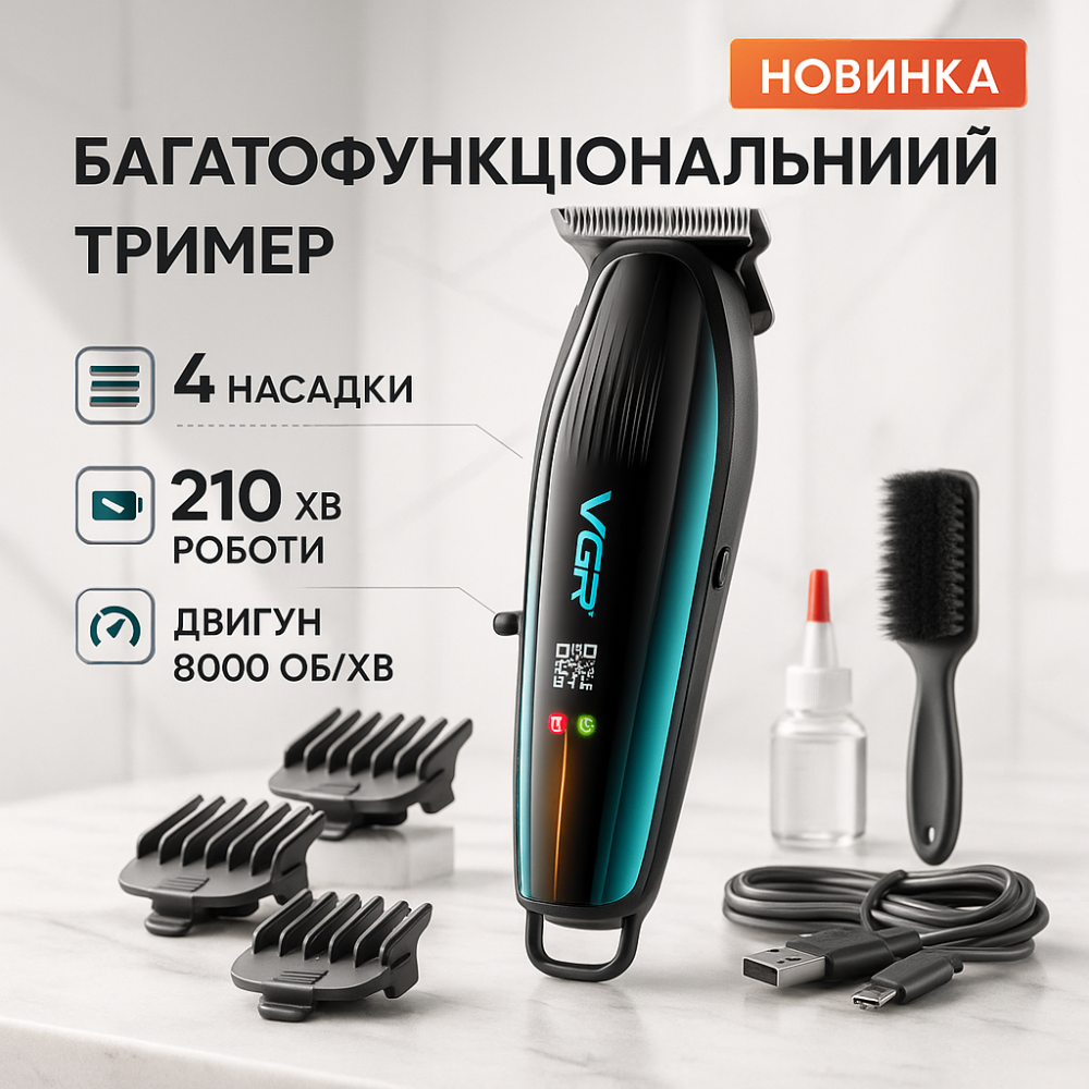 Электрическая машинка для стрижки бытовая VGR V-974, Электромашинка для волос Триммер висков AS-54 Львов - изображение 11
