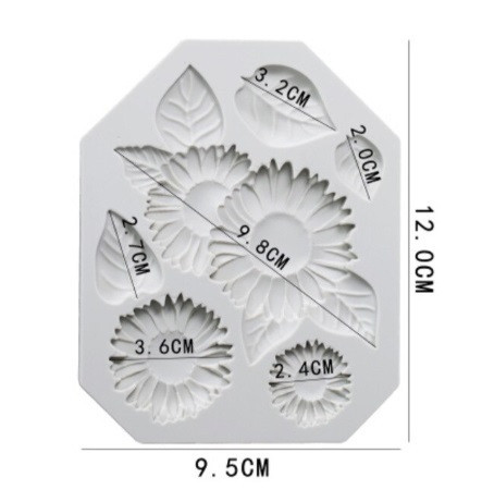 Молд силиконовый Подсолнухи 120 на 95 мм серый Киев - изображение 2