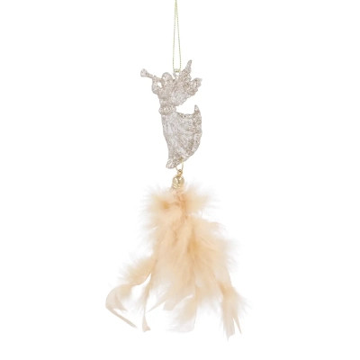 Елочная игрушка Chomik Янгол, бант, сніжинка з пір'ям, комплект 3 шт, 22 см, шампань (5900779855892) Винница - изображение 2