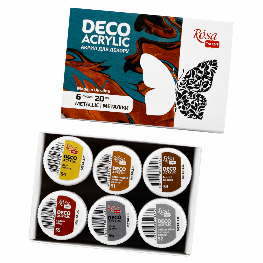 Набор акриловых красок для декора металлики 6×20мл ROSA ТАLENT Киев - изображение 3
