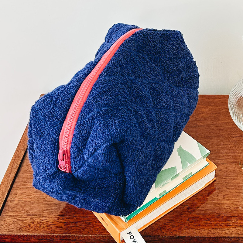 Велика жіноча махрова косметичка 24x13x13 см (Синій) Суми - фото 3