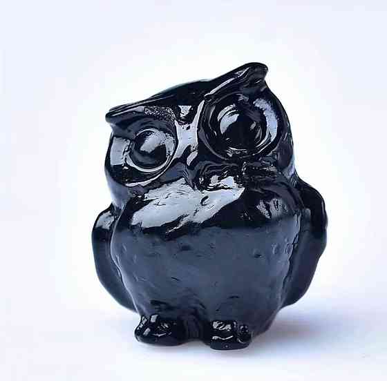 Сова з обсидіану 3,5 см фігурка камінь декоративна Київ