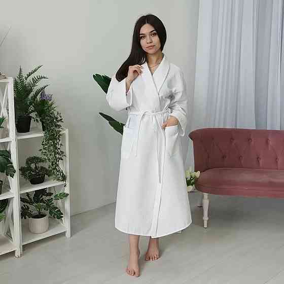 Вафельный женский халат Кимоно YouStar 100% хлопок размер S (44-46) 200 г/м2 (Белый) Сумы
