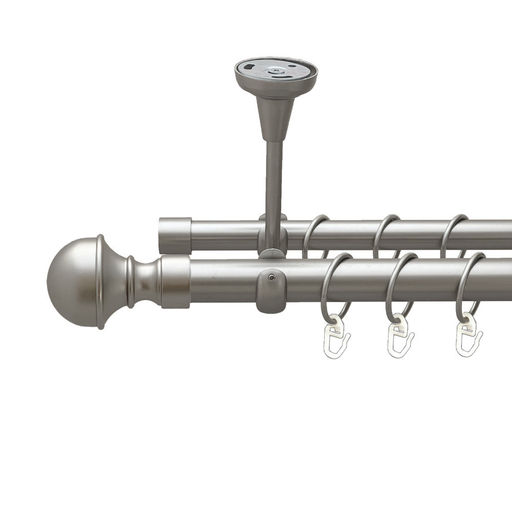 Карниз Orvit Бостон металевий дворядний відкритий до стелі гладка труба кільце металеве Сатин 25\19 мм 300 см (00-00023891) Львів - фото 1