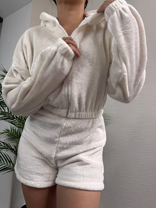 Женская теплая повседневная махровая пижама плотная двухсторонняя махра Одесса - изображение 4