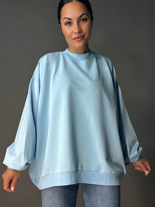 Світшот жіночий MY CITY 3044 широкий оверсайз супер вільного крою великі розміри, блакитний, one size Київ - фото 14