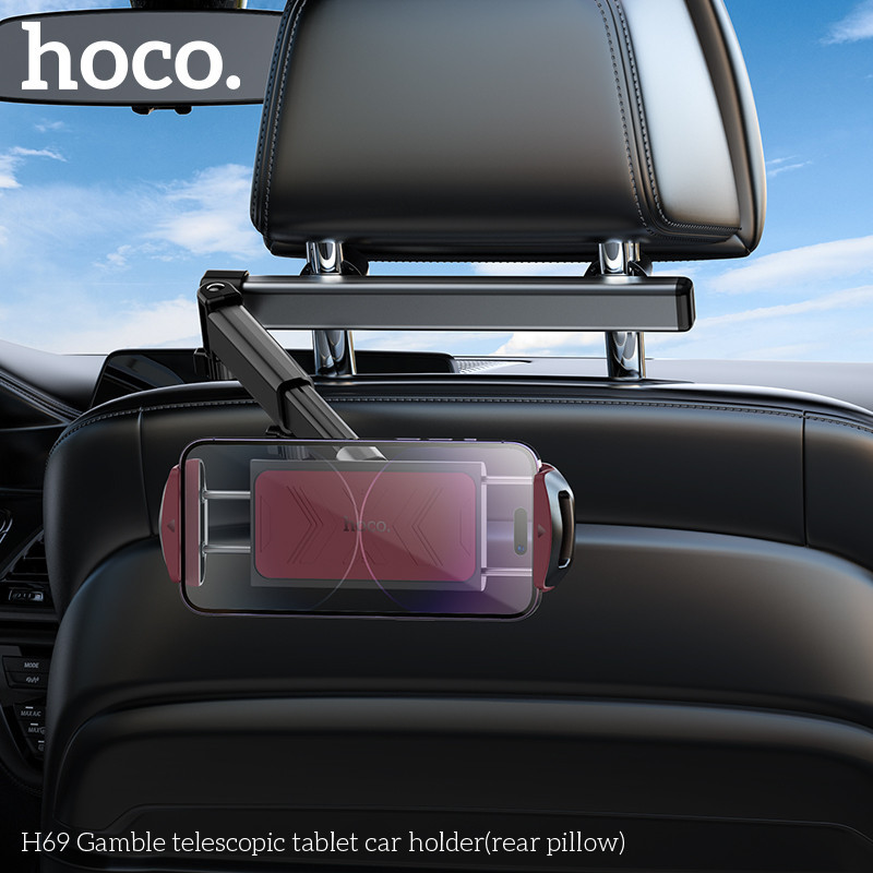 Автотримач для телефона HOCO H69 Gamble telescopic tablet car holder (rear pillow) Black and Red Київ - фото 8