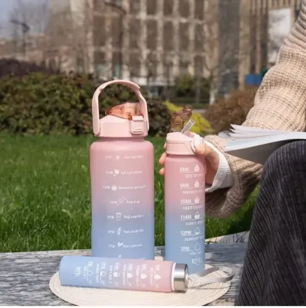 Набор спортивных бутылок для воды 0,5/1/2 л с маркером времени 3 в 1 Коломия