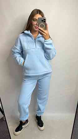 Брендовый теплый спортивный костюм женский Голубой XL-2XL Харьков