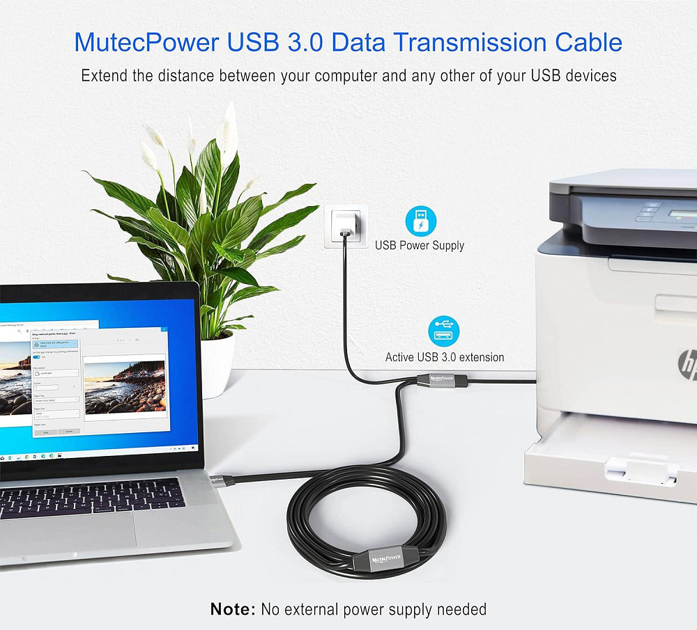 Активний подовжувач USB 3.0 з 2 підсилювачами та USB-блоком живлення MutecPower 15м Луцьк - фото 2