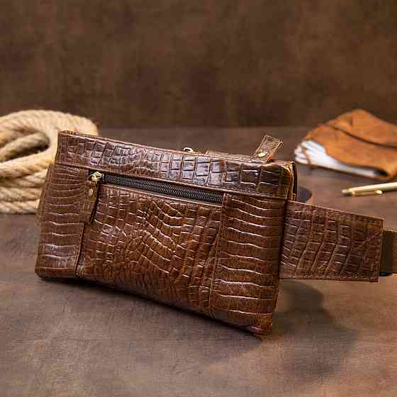 Бананка поясная под кожу рептилии унисекс Коричневая (Vintage) Киев