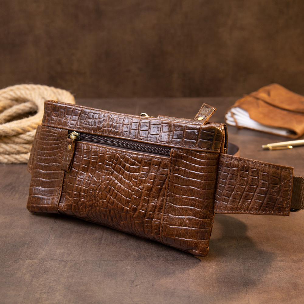 Бананка поясная под кожу рептилии унисекс Коричневая (Vintage) Киев - изображение 3