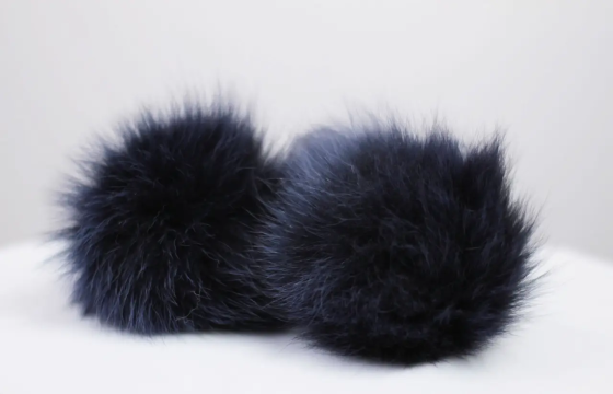 Помпони з натурального хутра песця на шапку 10-12см Темно-синій Харків