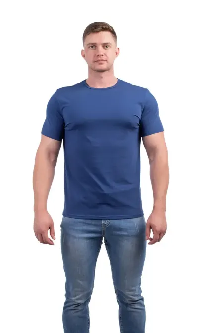 Чоловіча однотонна футболка синя Bono 950115 52 52 Київ - фото 1