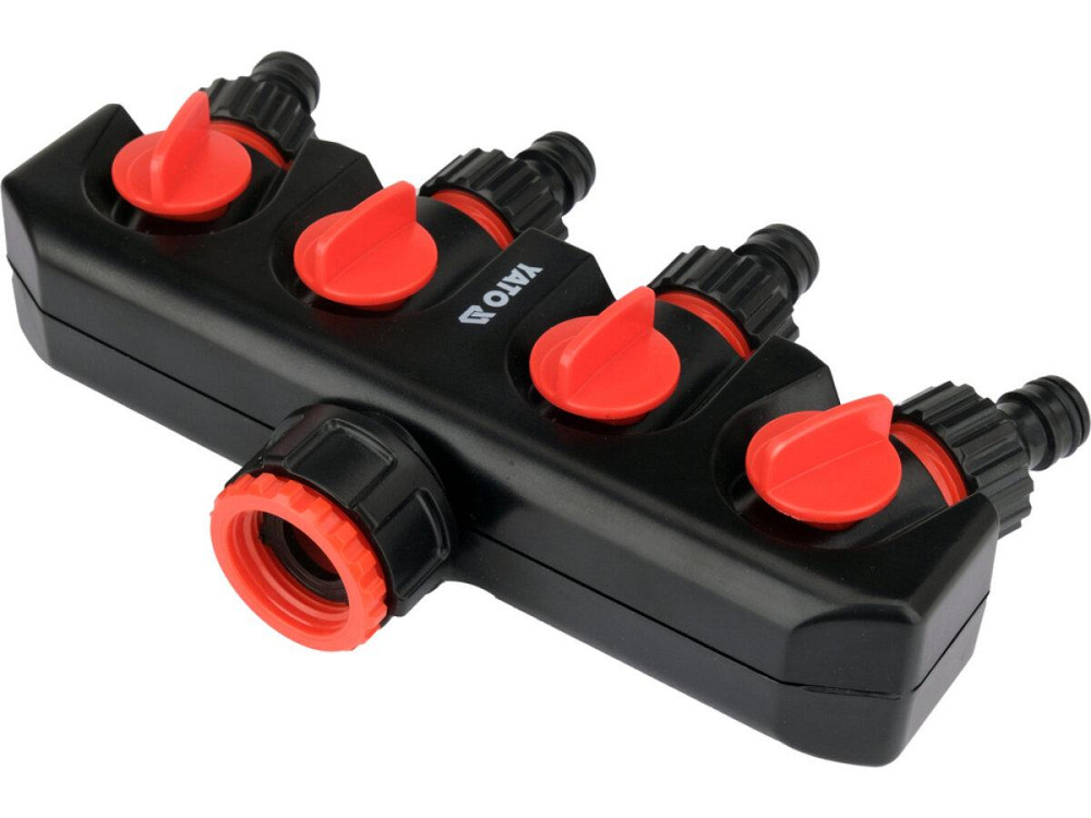 Розгалужувач швидкоз'єднувальний з клапанамми YATO з 1 канала Ø= 1" до 4 каналів Ø= 3/4" ABS-пластик Одеса - фото 1