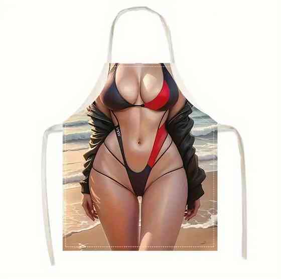 Фартух з приколом для жінок На пляжі дівчина 68 на 55 см різнобарвний Київ