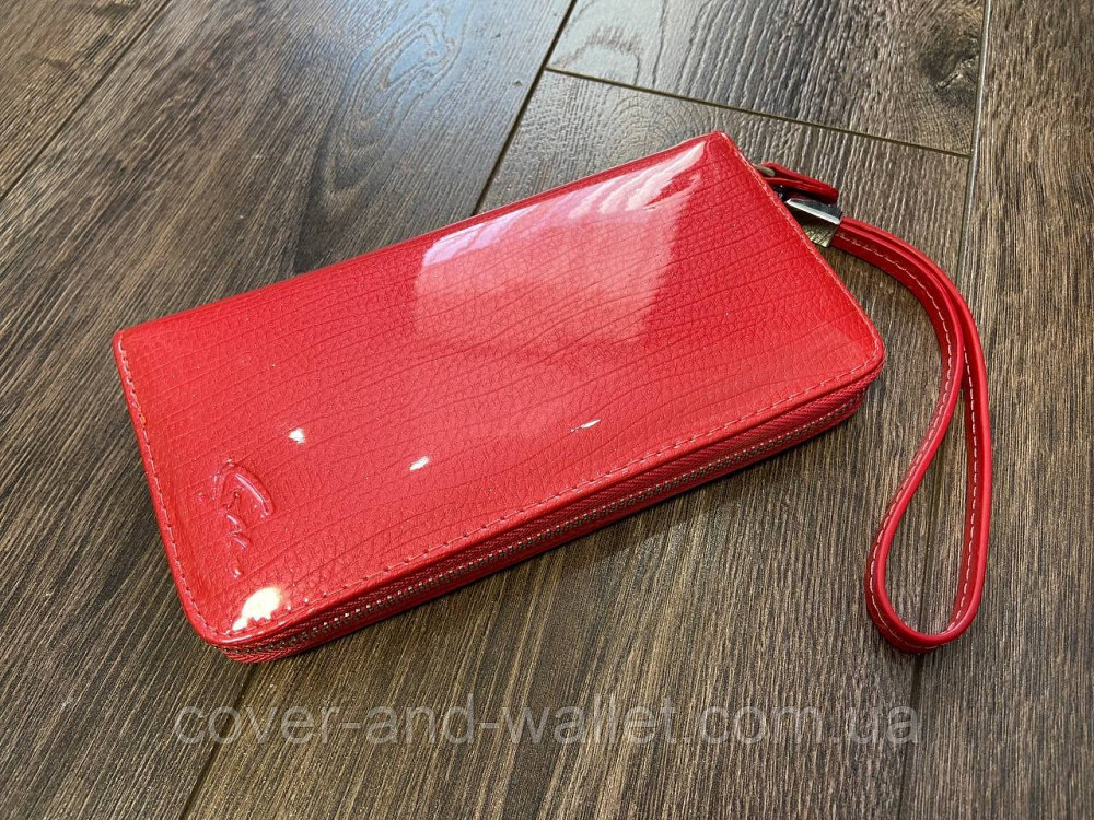 Лаковий жіночий гаманець на блискавці колір кораловий MD Київ - фото 3