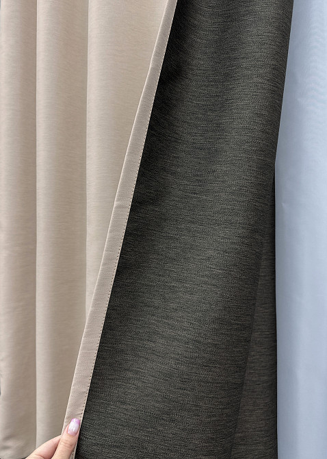 Комплект готовых штор VR-Textil Блэкаут двусторонний Eclipsе № 1794ш Кремовый 100х270 см 2 шт (31-836) Киев - изображение 15